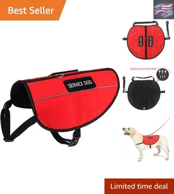 Adjustable Red Service Dog Vest with Reflective Straps - XL (31.5-39" Girth) - Image 1 of 4
