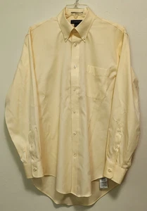 Lands’ End Mens Solid LS Yellow Dress Shirt No Iron Pinpoint Oxford 15.5 x 33 - Picture 1 of 11