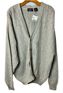 Trader Bay 2XL Knit Cardigan Oatmeal Textured GrandpaCore Fisherman Style VTG - Picture 1 of 5