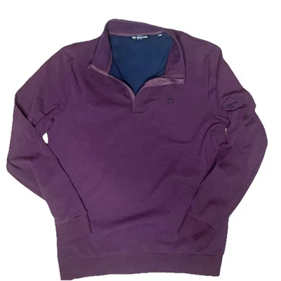 Ropa deportiva de golf Travis Mathew forrada de lana 1/4 cremallera grande granate para hombre - logotipo Foto 1 de 4