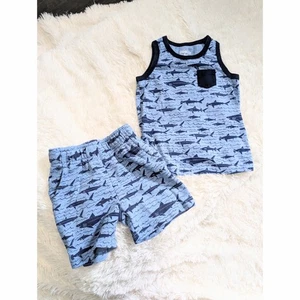 Oshkosh B'Gosh blau Hai Print Tank und Shorts Set Kleinkind 2T - Bild 1 von 8