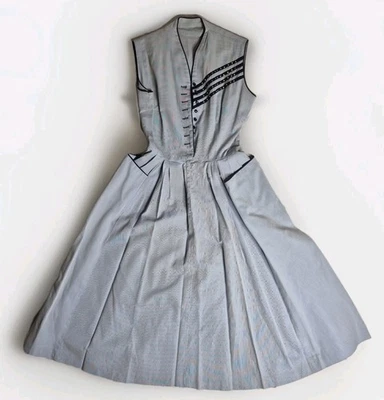 Camisa de vestir de fiesta vintage años 50 70 cintura casa ajustada graduación azul perla abotonada Foto 1 de 4