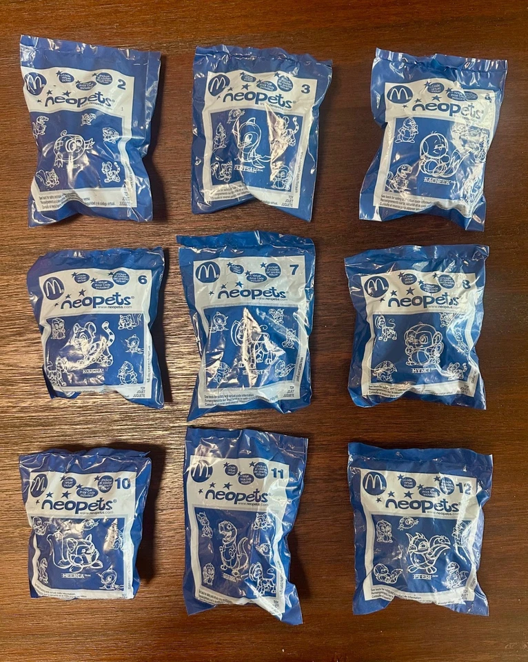 McDonald's 2005 Neopets - лот из девяти (#2-4, 6-8, 10-12) - новый - Изображение 1 из 2