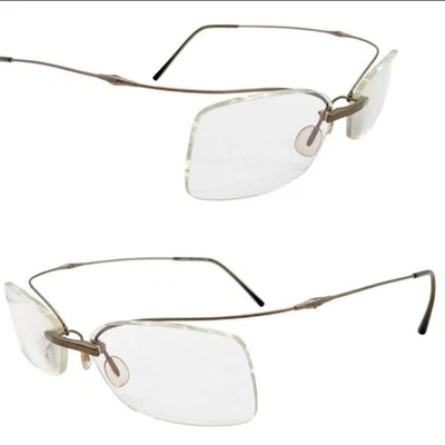 CHANEL Rimless Glasses Bronze 2033 C116 Logo Engraved Coco Mark Vintage Authen - Image 1 of 4