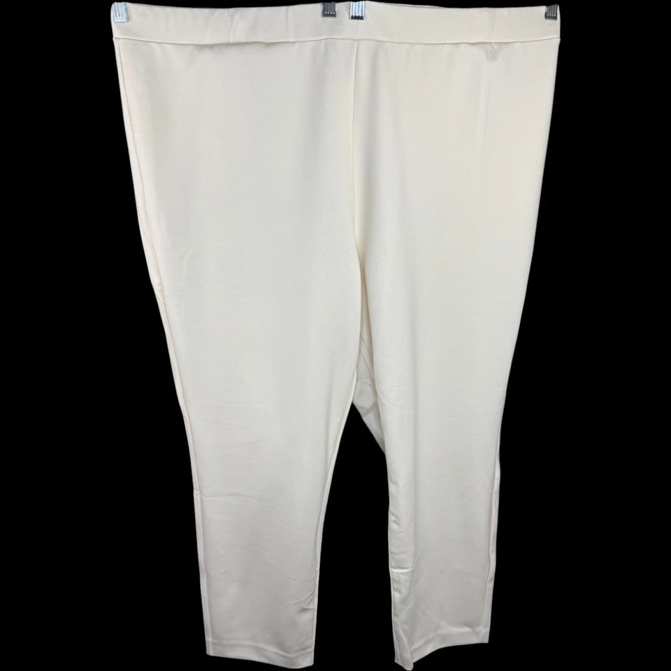 Susan Graver Dark Ivory Ankle Pants 2X Pull-On Stretch Rayon Blend NWOT - Image 1 of 4