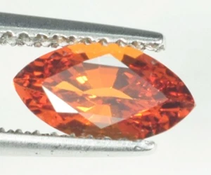 1.08  ct  LUSTROUS  ORANGE RED  NATURAL SPESSARTITE GARNET Marquise  C Video DR - Picture 1 of 3