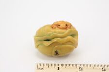 Netsuke Frog on a Cabbage - Large Japanese Carved Tagua Nut