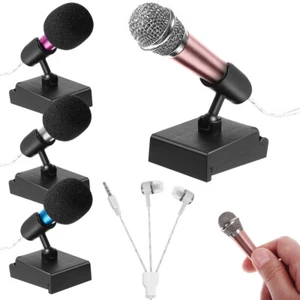 4 Sets Singing Instruments Small Microphones Mic Covers Mic Stands - Afbeelding 1 van 12