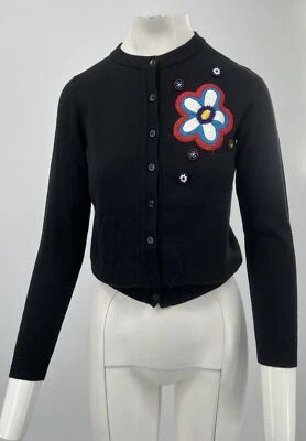 Cárdigan Moschino Couture Falta Botón Negro Manga Larga Bordado Talla 4 Foto 1 de 4