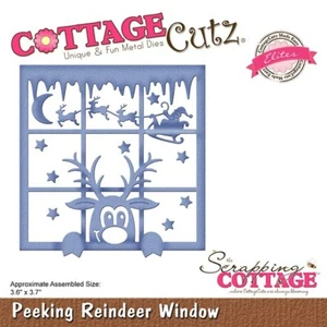Peeking Reindeer Window Christmas Icicles Santa CottageCutz Metal Die CCE-605 - Picture 1 of 2
