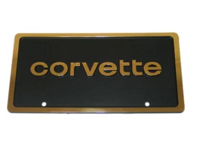 Matrícula Corvette dorada estilo años 80 letra y borde - Imagen 1 de 1