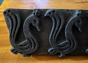 Vintage Wood Black Hand Stamp of Carved Birds for Printing Fabric Textile India? - Picture 1 of 5
