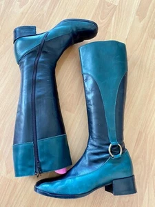 Cesare Paciotti HEROES knielange Lederstiefel schwarz grün durchgehender Reißverschluss Gr. 37 - Bild 1 von 12