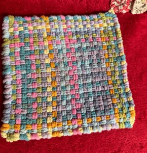 Handmade Large Cotton Potholder Pastel Colors - Picture 1 of 3