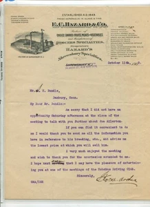 Vintage Illustrated Letterhead EC HAZARD LIQUORS 1909 Shrewsbury Specialties NYC - Picture 1 of 1