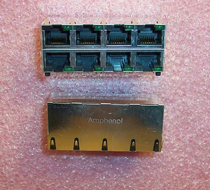 QTY (12) RJSA-5282-08 AMPHENOL 8 PORT CAT5 RJ-45 8P8C SHIELDED MODULAR JACKS LED - Picture 1 of 3