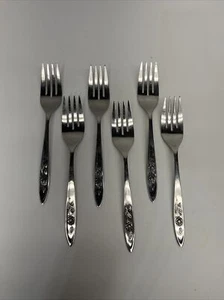 My Rose Oneida Community Stainless Flatware 6.25” 6 x Replacement Desset Forks - Picture 1 of 9