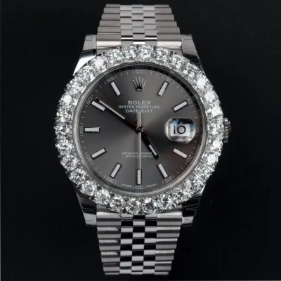 劳力士 Datejust 41 毫米深铑表盘钻石表圈 126300 不锈钢手表 — 第 1/4 张图片
