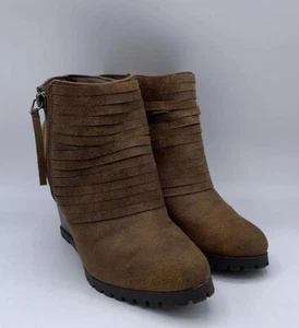 Sugar Boots Womens 6 Tempe Ankle Bootie 404203 Brown Fabric Zip - Picture 1 of 11