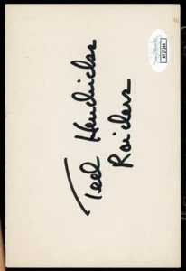 Ted Hendricks Raiders Signed Autographed 4x6 Index Card JSA Authentic - Picture 1 of 1