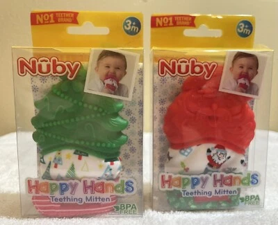Nuby Happy Hands Teething Mitten BPA Free Christmas Tree Holiday New - Image 1 of 2
