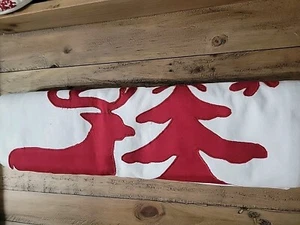 Pottery Barn Clara Appliqué Tablerunner Christmas Table Runner Reindeer  - Picture 1 of 3