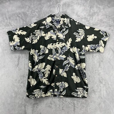 Винтажная гавайская рубашка чероки мужская большая зеленая с цветочным узором на пуговицах тропический пляж - Изображение 1 из 4