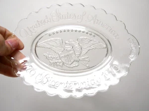 Vintage USA American Eagle BICENTENNIAL 1776-1976 Oval Glass Plate 9" - Picture 1 of 5