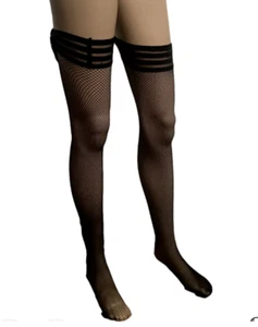 Black Fish Net Stockings Lingerie - Ladies lace garter One Size - Picture 1 of 3