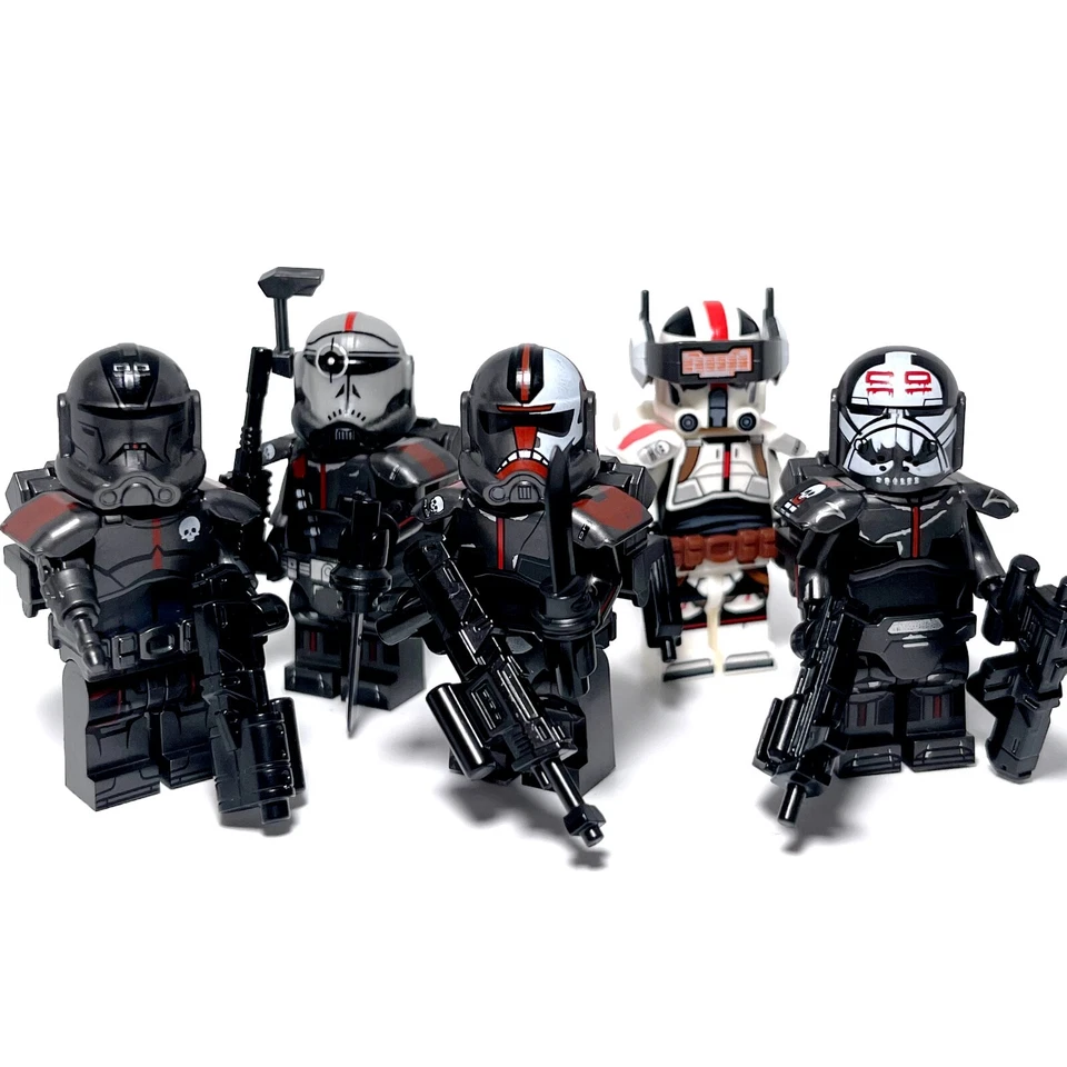 Minifiguras Lego personalizadas Bad Batch Star Wars Clone Force 99 Elite Black Commandos - Imagen 1 de 4