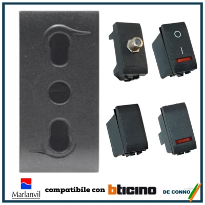 Interruttore Presa Schuko TV Deviatore BTicino LIVING International compatibile - Immagine 1 di 2
