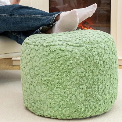 Ottoman Foot Rest Stuffed round Boho Floor Poof Seating Armchair Ottoman Foot St - Image 1 of 4