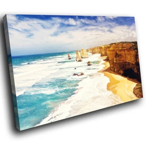 SC461 Summer Cliffs Beach Cool Landscape Canvas Wall Art Large Picture Prints - Picture 1 of 6