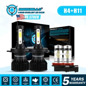 4 Sides H4 H11 LED Headlight Hi-Lo Beam+Fog Lights For 2007-2014 Honda CRV CR-V - Picture 1 of 12