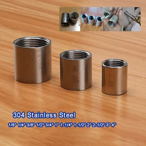 Stainless Steel Pipe Fittings BSP Threaded Adapter Full Socket Coupler Connector - Picture 1 of 6