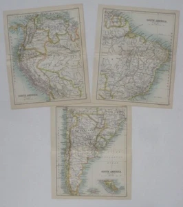 3 Original 1896 Bartholomew Sectional Maps SOUTH AMERICA Countries Territories - Picture 1 of 10