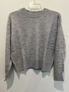 Gray Cropped Sweater Bobble Knit Texture Soft Cozy Women’s JR Size XXL - Picture 1 of 6