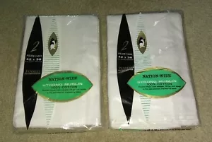 4 Vintage Penney's White Nation-Wide Pillowcases 42x36 Strong Muslin 100% Cotton - Picture 1 of 2