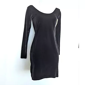 Y2K American Apparel Velvet Scoop Neck Low Back Mini Little Black Dress Sz M USA - Picture 1 of 16