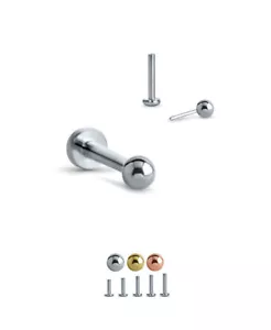 Surgical Steel Threadless Labret Push Pin Nose Ring Monroe Stud Ball 16G 18G 20G - Picture 1 of 5