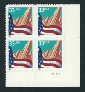 Scott #3278...33 Cent... Flag Over The City...Plate Block  - Picture 1 of 1