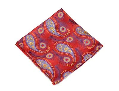 Lord R Colton Masterworks Pocket Square - Red Feather Peacock Silk - $75 New - Image 1 of 2