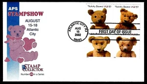 USA, SCOTT # 3653-3656, APS STAMPSHOW FDC COVER OF TEDDY BEARS YEAR 2002 - Picture 1 of 1