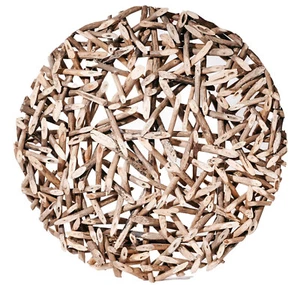 Wandbild Taiga Natur 90x90 Teakholz Ast Deko Wand Deko Holz Holzbild Rund Kranz - Bild 1 von 8