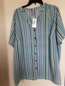NEW Catherines Striped Blouse Plus Size 2X 22/24W  Summer NWT - Picture 1 of 4