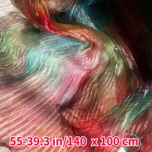 Rainbow Organza Pleated Fabric Sheer Frill Mesh Lace Tulle Sewing for Dress - Picture 1 of 9