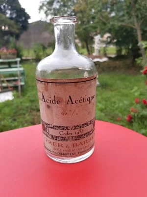 ancien flacon de Pharmacie ACIDE ACETIQUE GIFRER & BARBEZAT Décines ( isère ) - Photo 1/4