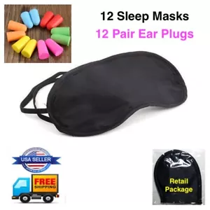 Maschera occhi viaggio sonno morbida copertura riposo relax benda LOTTO 12 tappi orecchie LOTTO - Foto 1 di 6