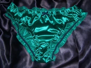 Aparter Sissy Glanz Satin Rüschen Slip Gr. L grün Pin Up Schlüpfer Panty (le46 - Bild 1 von 5