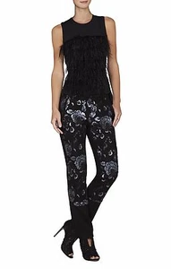 NEU BCBG MAX AZRIA SCHWARZ SEIDEÄRMEL FEDERN FRANSEN TOP XVR1T390/S466A GR. S - Bild 1 von 3